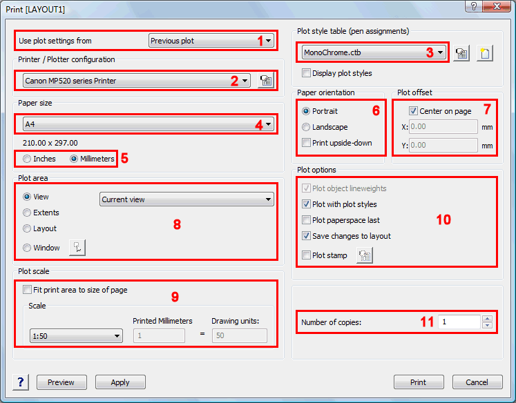 General procedure for printing